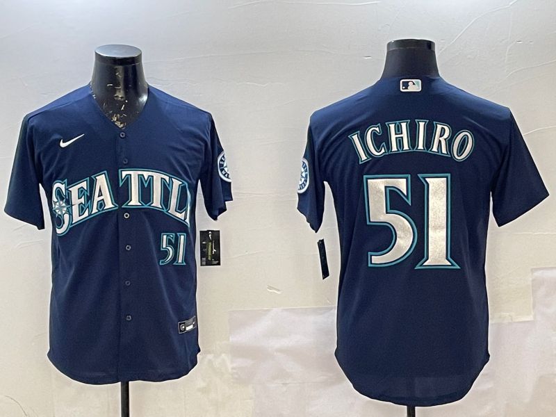 Men Seattle Mariners #51 Ichiro Blue Game 2025 Nike MLB Jersey style 3->seattle mariners->MLB Jersey